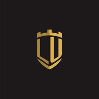 Initials LU logo monogram with shield style design vector