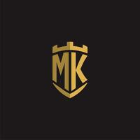 Initials MK logo monogram with shield style design vector