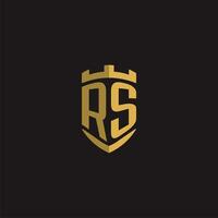 Initials RS logo monogram with shield style design vector
