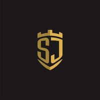 Initials SJ logo monogram with shield style design vector