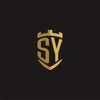 Initials SY logo monogram with shield style design vector