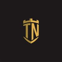 Initials TN logo monogram with shield style design vector