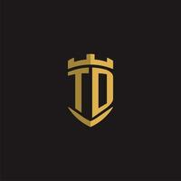 Initials TD logo monogram with shield style design vector