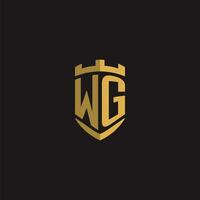 iniciales wg logo monograma con proteger estilo diseño vector