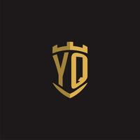 Initials YQ logo monogram with shield style design vector