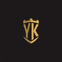 Initials YK logo monogram with shield style design vector