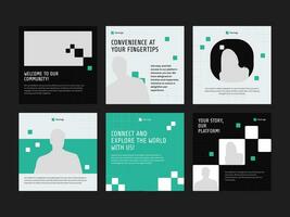 Business promotion collection set with square banner or social media post feed template vector
