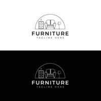 Furniture minimalist logo design template. vector