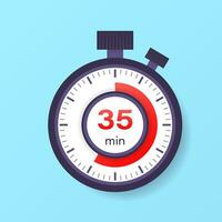 The 35 minutes timer. Stopwatch icon in flat style. vector