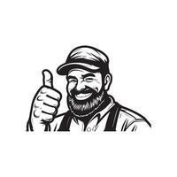 Old Person Thumbs Up logo Icon vector