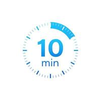 The 10 minutes, stopwatch vector icon. Stopwatch icon in flat style on a white background. Vector stock illustration.