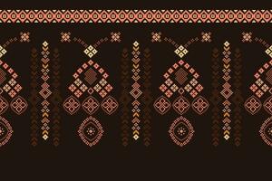 Ethnic geometric fabric pattern Cross Stitch.Ikat embroidery Ethnic oriental Pixel pattern brown background. Abstract,vector,illustration. Texture,clothing,frame,decoration,motifs,silk wallpaper. vector