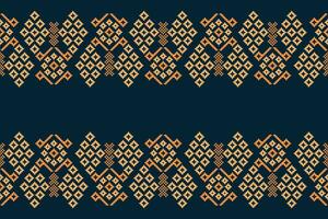 Ethnic geometric fabric pattern Cross Stitch.Ikat embroidery Ethnic oriental Pixel pattern blue background. Abstract,vector,illustration. Texture,clothing,frame,decoration,motifs,silk wallpaper. vector