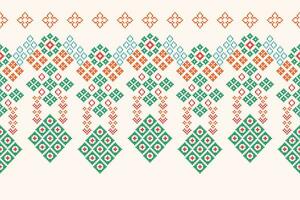 Ethnic geometric fabric pattern Cross Stitch.Ikat embroidery Ethnic oriental Pixel pattern brown cream background. Abstract,vector,illustration. Texture,clothing,frame,motifs,silk wallpaper. vector