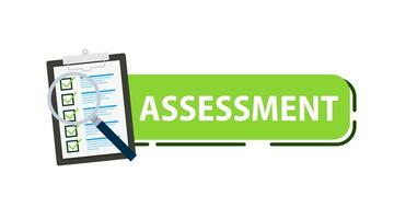Clipboard checklist with assessment. Assessment and marketing. Vector illustration.