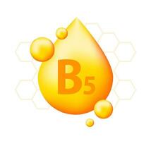 Vitamin B5 with realistic drop. Particles of vitamins in the middle. vector