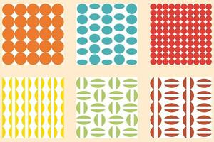 Swiss design aesthetic seamless pattern collection. Abstract round shapes print set for tee, paper, textile and fabric. vector