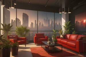 Interior living room design, generative AI photo