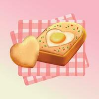 Vector sandwich bread with egg in cartoon style