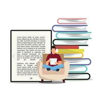 Man sitting in the armchair and reading an ebook vector