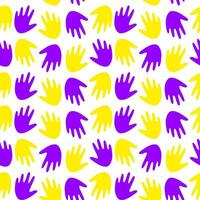 Seamless pattern with multicolored handprints vector