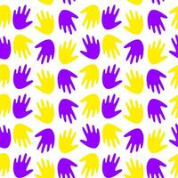 Seamless pattern with multicolored handprints vector