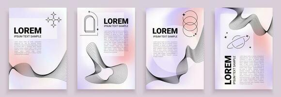 Abstract 2000s aesthetic backgrounds with Lorem Ipsum text, liquid holographics vector