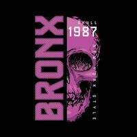 Bronx new york city skull style t-shirt and apparel design vector