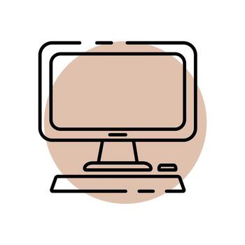 Vector computer icon with keyboard and computer mouse.