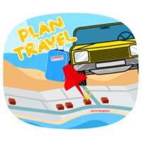 Plan travel summer vacation cartoon png