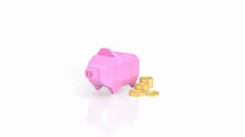 The piggy bank and gold coin for savings concept 3d rendering photo