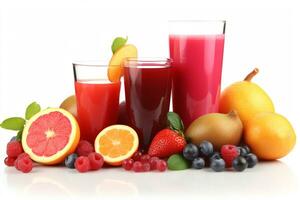 illustration of different fruit juices and smoothies photo