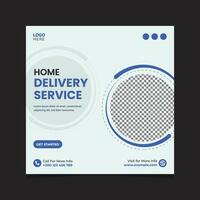 Home delivery service and courier service Social media post vector template.