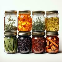 Spice Jars and Herbs Around Them Clipart photo