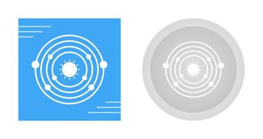 icono de vector de sol en órbita de planetas