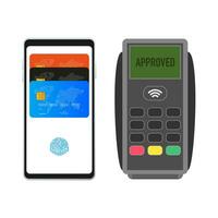 POS Terminal and smartphone on a white background. Vector illustration.