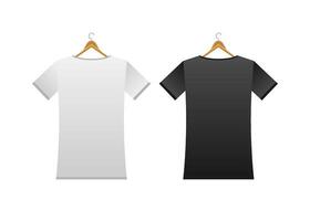 3d mock up with white on black tshirt on white background. Vector illustration.