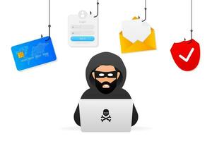 Hacked, great design for any purposes. Internet technology. Cyber crime, hacker attack. Phishing scam. vector