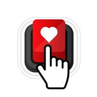 Donate heart red button in flat style. Vector flat illustration