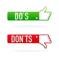 check marks ui button with dos and donts. flat simple style trend modern red and green checkmark. vector