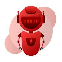 Error chatbot glyph icon. Silhouette symbol. Talkbot with error in speech bubble. Error bot. Artificial intelligence vector