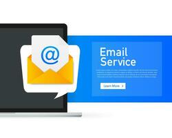 Banner with email service. Communication concept. Email sign. Social media concept. Vector stock illustration.