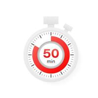 The 50 minutes timer. Stopwatch icon in flat style. vector