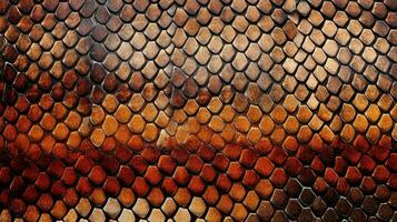 Bbackground of the golden skin of a snake, alligator. Dragon scale texture. AI photo