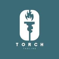 Torch Flame Logo Simple Vector Design Retro Illustrator Template