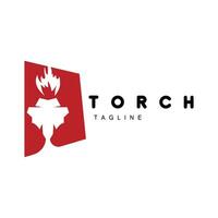 Torch Flame Logo Simple Vector Design Retro Illustrator Template