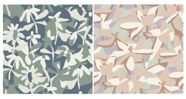 Vector nature themed illustration seamless repeat pattern set digital artwork