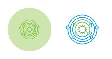 icono de vector de sol en órbita de planetas