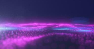 Abstract purple energy surface with magic waves of particles and points with an endation background of blur and glow with an abstract background photo