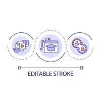 Create content for online lessons loop concept icon. Information technology of e learning. Education abstract idea thin line illustration. Isolated outline drawing. Editable stroke vector